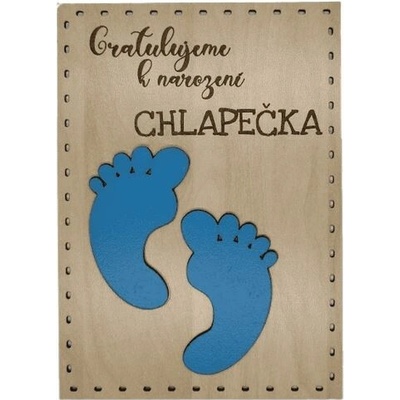 Dřevěné přání narození chlapečka
