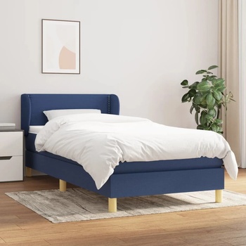 vidaXL Боксспринг легло с матрак, синя, 90x200 см, плат (3126699)