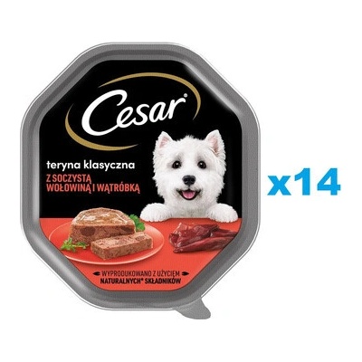 Cesar Adult terina se šťavnatým hovězím masem a játry 14 x 150 g