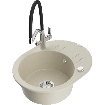 Mexen Kevin еднокамерен градински мивка с кухненски смесител Duo, бежов - 6517-69-671701-07 (6517-69-671701-07)