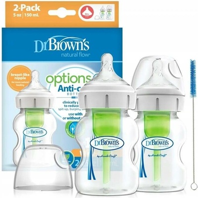 Dr. Brown´s kojenecká láhev širokohrdlá Options transparentní 2x150 ml
