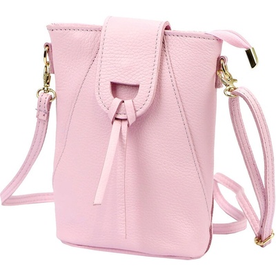 Ružová kožená crossbody kabelka na výšku G37212