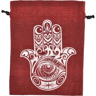 Dárkový stahovací pytlíček Hamsa - vínový - 11 x 14 cm