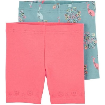 CARTER'S Legíny krátke Pink Blue Peacock 2ks dievča