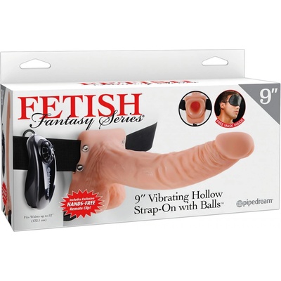 Fetish Fantasy 9" Vibrating Hollow Strap On with Balls
