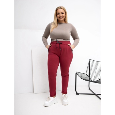 Bordové tepláky Plus Size bílá kaki tmavě červená RELEVANCE