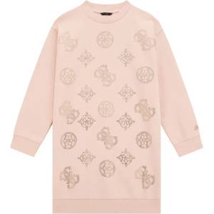 Guess Свободна спортна трикотажна рокля в бледо розово с лога Guess от кристали