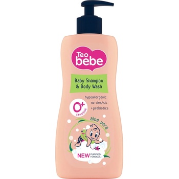 Teo Bebe Шампоан за коса и тяло Teo Bebe - Алое и пребиотик, 400 ml