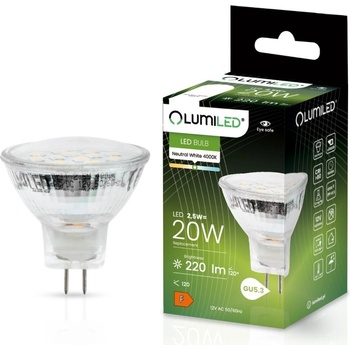 Lumiled LED žiarovka MR11 2,5W = 20W 220lm 4000K 12v Neutrálna 120°