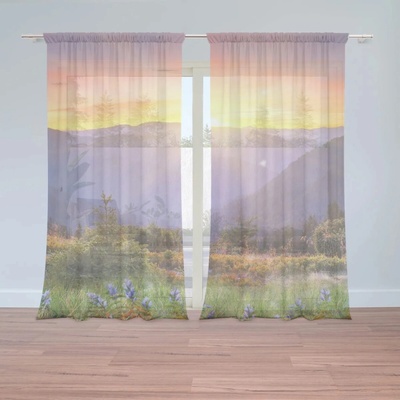 Sablio Záclony Západ slnka nad lesom: 2ks 150x250cm