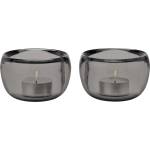 Stelton Свещник за чаена свещ ORA, 9 см, комплект от 2 бр. , опушен, стъкло, Stelton (SN107)