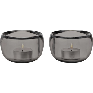Stelton Свещник за чаена свещ ORA, 9 см, комплект от 2 бр. , опушен, стъкло, Stelton (SN107)