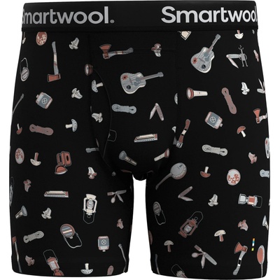 Smartwool Мъжко мериносово термобельо Smartwool Merino Print Boxer Brief Boxed Merino base layer - Black Gone Camping (015-1637-0711)