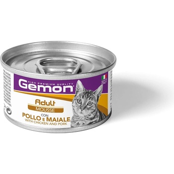 Gemon Cat Adult Mousse with Chicken & Pork - Пълноценна храна за котки в зряла възраст, мус с пилешко и свинско, консерва - 85гр
