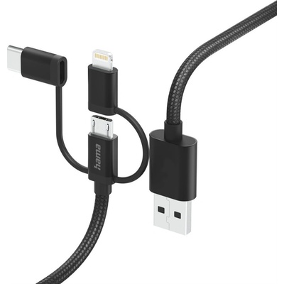 Hama 201536 USB 3v1: micro USB, USB-C, Lightning, 1,5m