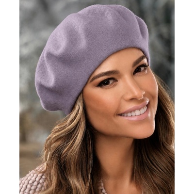 TONAK Fialový dámský baret FLORA 100% vlna Woolmark Qualit