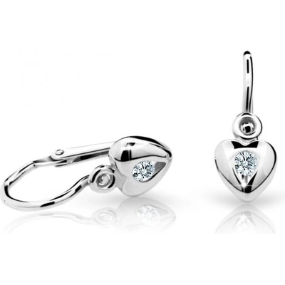 Danfil dětská srdíčka C1556 z bílého zlata s kamínkem White zapínání brizura