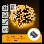 Aigostar - LED коледна гирлянда за външна употреба, 25 x LED / 8 режима, 3 x AA, 2, 8 m, IP44, топла бяла (AI2419)