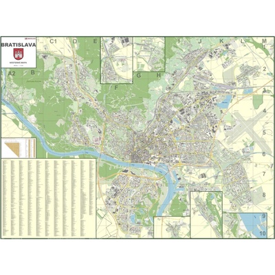 Excart Maps Bratislava - nástěnná mapa 140 x 100 cm Varianta: bez rámu v tubusu, Provedení: laminovaná mapa v lištách