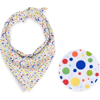 Biante Detská bavlnená šatka Sandra SA 006 Farebné bodky na bielom