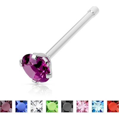 Šperky eshop piercing do nosu s větším zirkonem rovný C14.20 světlá zelená G