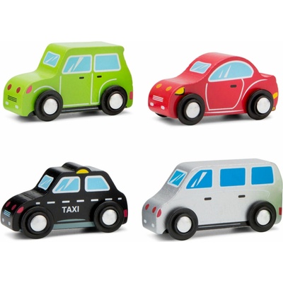 New Classic Toys Sada dřevěných mini autíček 4 ks