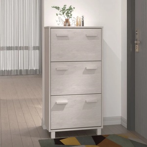 vidaXL Шкаф за обувки HAMAR, бял, 59, 5x35x117 см, бор масив (340513)