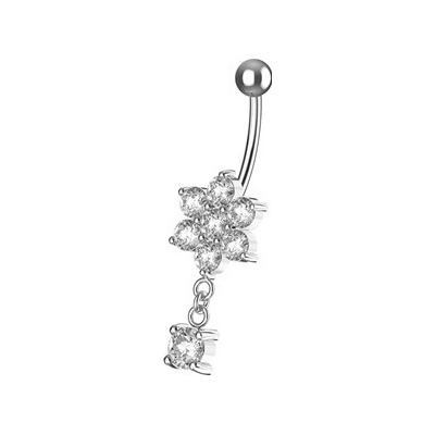Šperky4U Stříbrný visací piercing do pupíku - BP01034-P