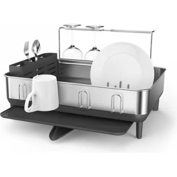 simplehuman Отцедник за съдове Simplehuman с поставки за чаши и чаши на столче сив (KT1181)