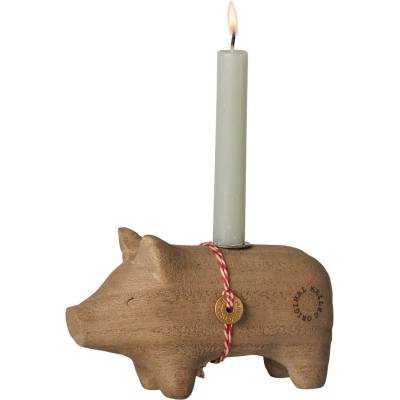 Dřevěný svícen prasátko Pig Nature Small Maileg