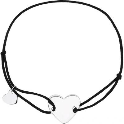 Bealio 13467 stříbrný náramek SRDCE shamballa provázek 17+3 cm 03-13467-3469