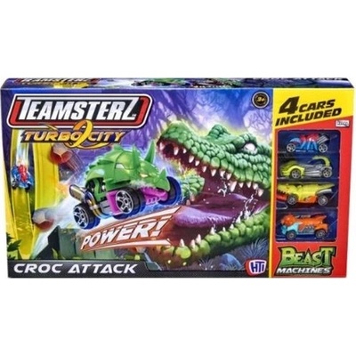 Teamsterz Turbo City Croc Attack dráha s krokodýlem a 4 autíčky