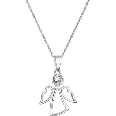 JSB Stříbrný bílý andílek se Swarovski elements krystal 14639