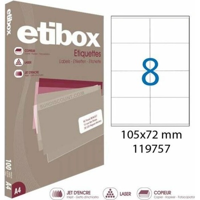 Etikety univerzálne 105x72mm Etibox A4 100 hárkov