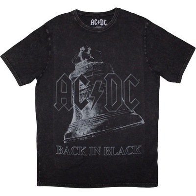 AC/DC tričko back In Black Bell Stone Wash Black