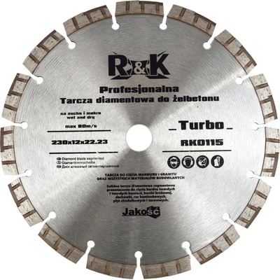 R&K Diamantový kotúč turbo 230 x 12 x 22,23 mm RK0115