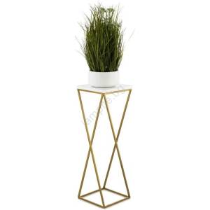 HowHomely Стойка за цветя LOFT 70x24 см златист/бял (DD0327)