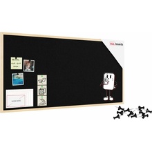 ALLboads Textilní tabule 120 × 60 cm černá, v lakovaném dřevěném rámu, TFBLACK126BK