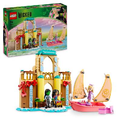 Wicked Glinda, Elphaba and Nessarose at Shiz University - toy with boat, 3 minifigures and fun accessories - birthday gift for girls and boys aged 7 and up and film fans - 75681