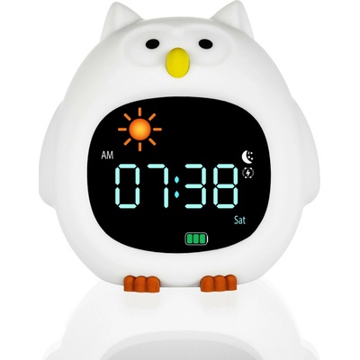 Zopa Silikonový dětský budík s nočním světlem a hudbou Owl – Zboží Mobilmania