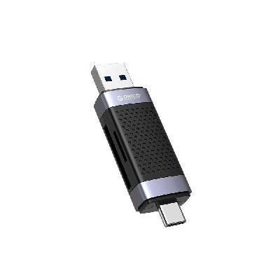Четец за SD и microSD карти с USB-A и USB-C 3.1 за компютри и лаптопи - Orico Card Reader USB-A & USB-C 3.1 (черен) (CD2D-AC2-BK-EP)