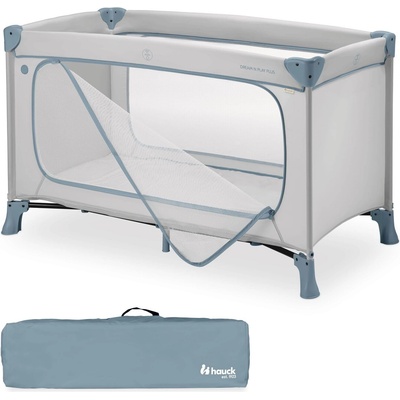 Hauck travel cot baby with XL play opening, Dream N Play Plus Dusty Blue - 600986