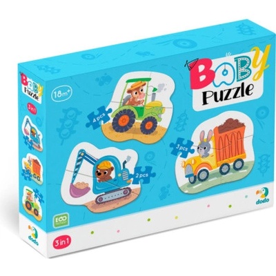 DODO Baby puzzle Doprava 3v1 2,3,4 dílků