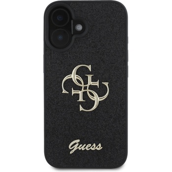 GUESS Гръб Guess PU Fixed Glitter 4G Metal Logo Case за iPhone 16 Plus - Черен (3666339328450)