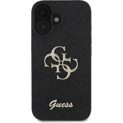 GUESS Гръб Guess PU Fixed Glitter 4G Metal Logo Case за iPhone 16 Plus - Черен (3666339328450)