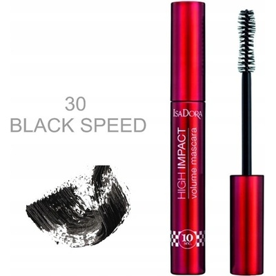 IsaDora 10 Sec High Impact objemová vodeodolná riasenka 30 Black Speed 9 ml