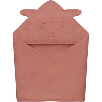 Lionelo Detská mušelínová osuška s kapucňou Red Coral LN0285