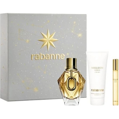 Paco Rabanne Million Gold For Her Подаръчен комплект, Парфюмна вода 90ml + Парфюмна вода 10ml + body lotion 100 ml, Жени