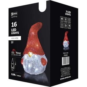 EMOS zy2233 - Коледен елф, 16 led, студена светлина, 20/14 см, 3АА, ip20 (zy2233)