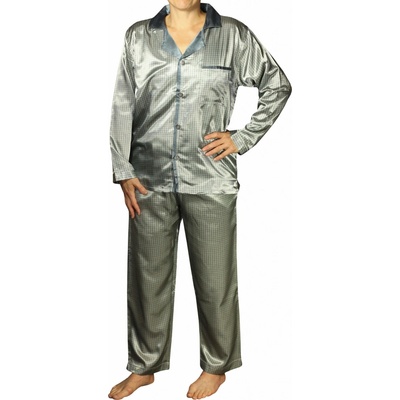 Guante Satin pánské pyžamo kostičky K150814 šedá